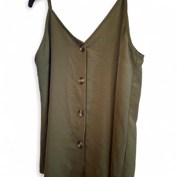 Olive Green Button-Down Women's Top - Picture 2 of 4
